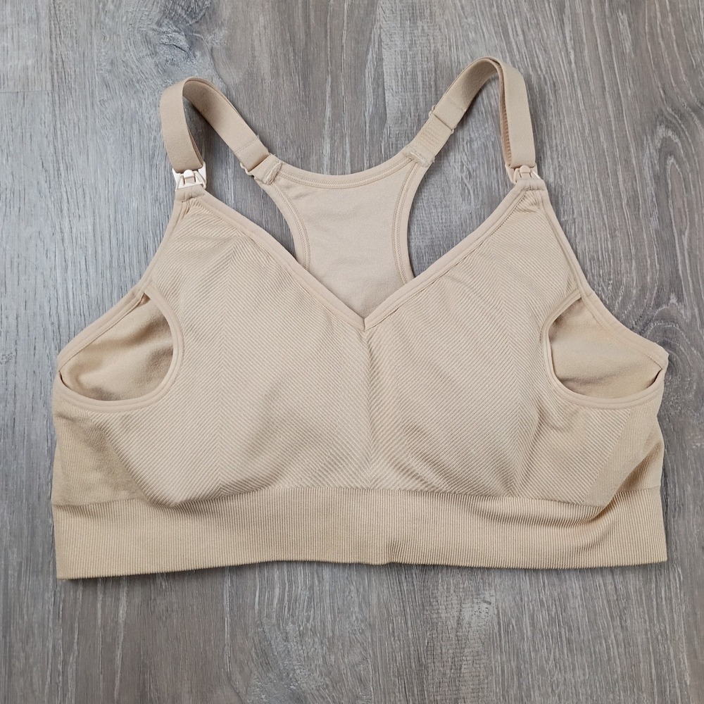 Hofish‎ XL Nursing Maternity Bra Bralette Wireless Removable Pads Beige